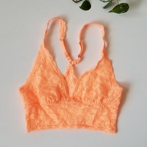 Victoria's Secret | Neon Orange Lace Racerback Bra